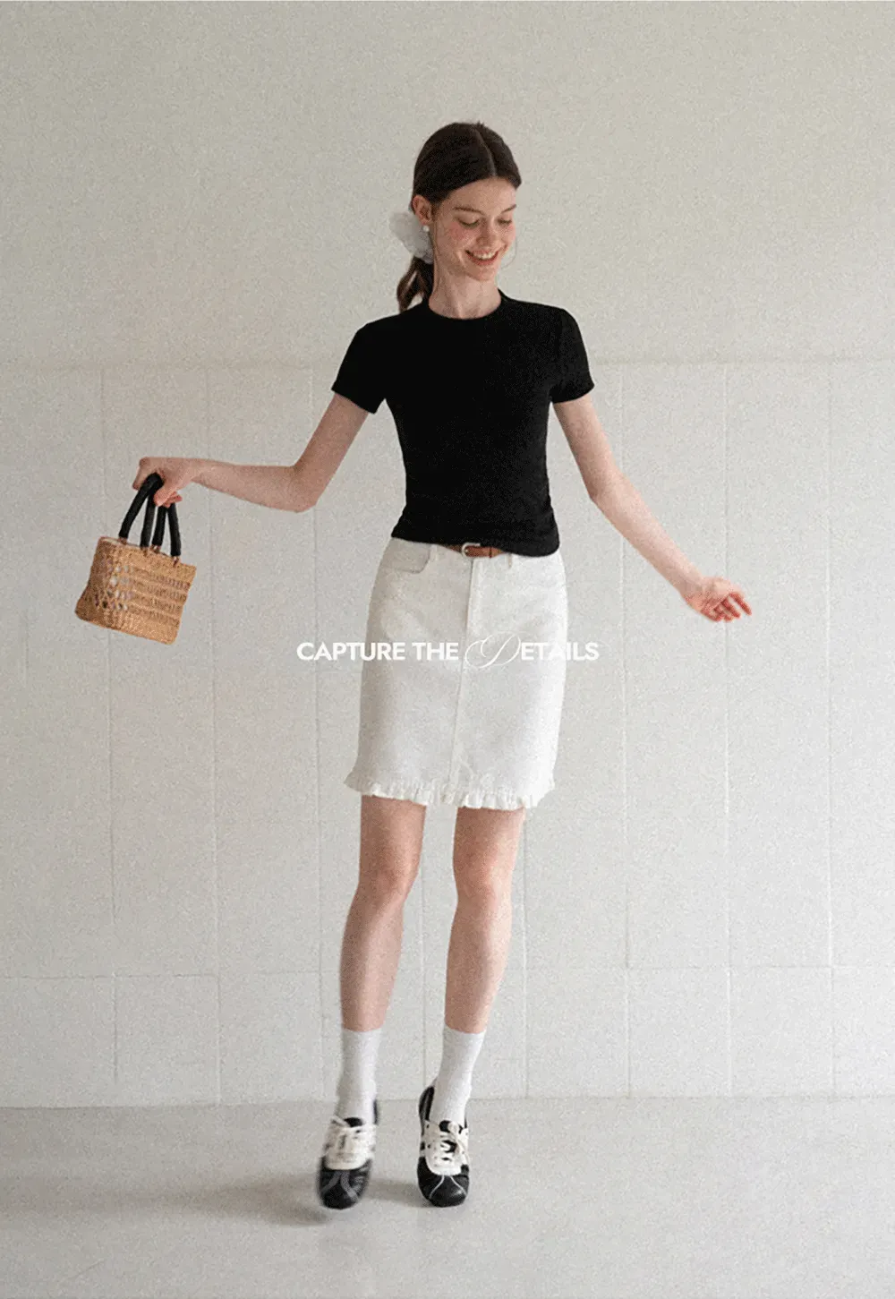 Ruffled Hem Denim Skirt