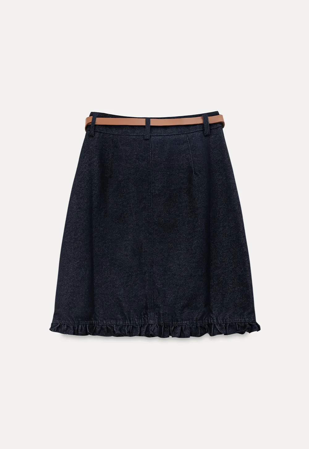 Ruffled Hem Denim Skirt