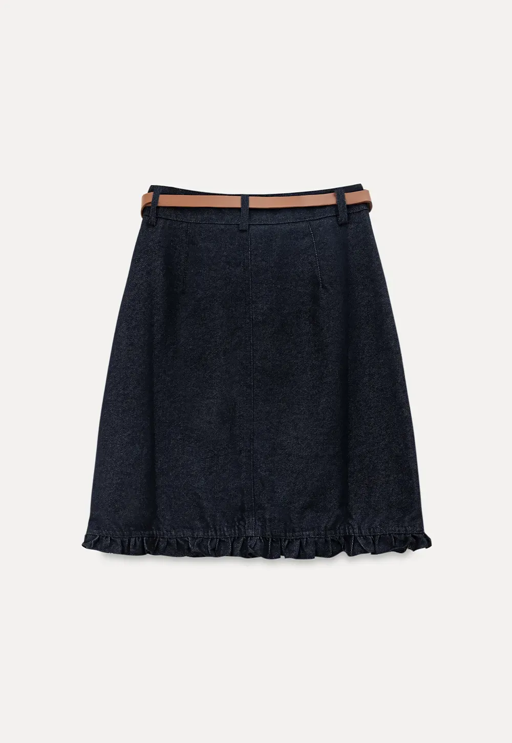 Ruffled Hem Denim Skirt