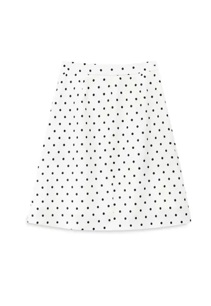 Pleated Polka Dot A Line Skirt