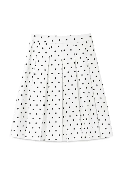 Pleated Polka Dot A Line Skirt