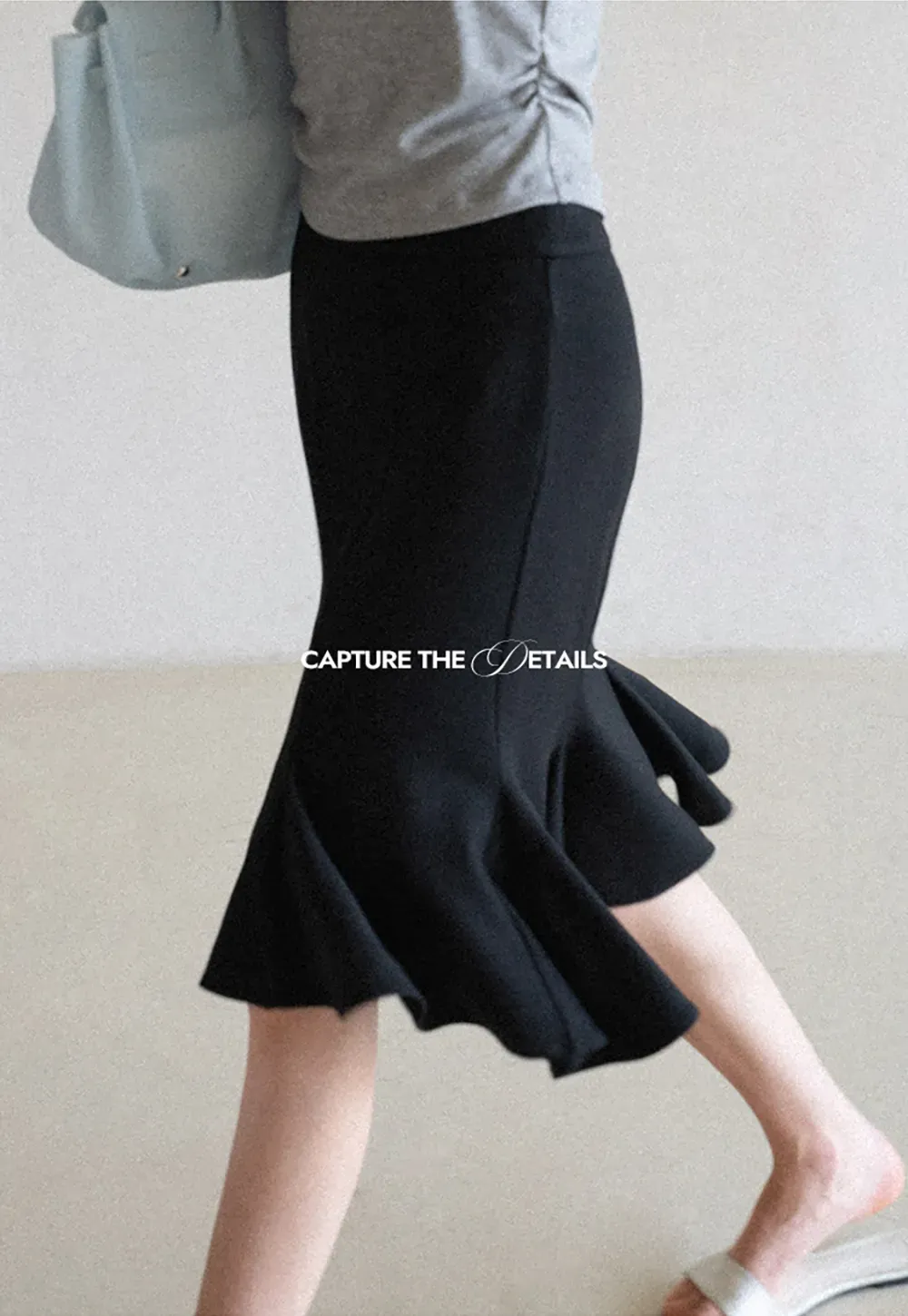 Flared Hem Midi Skirt