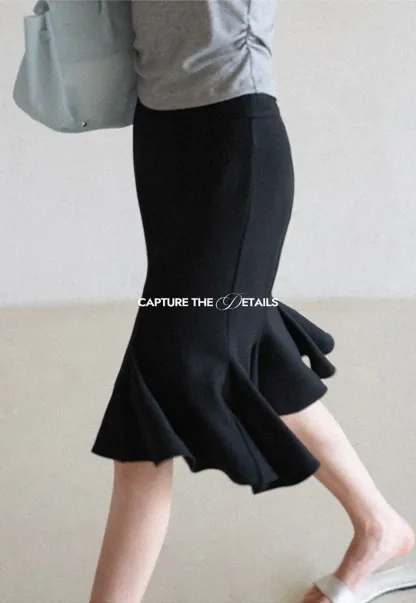 Flared Hem Midi Skirt