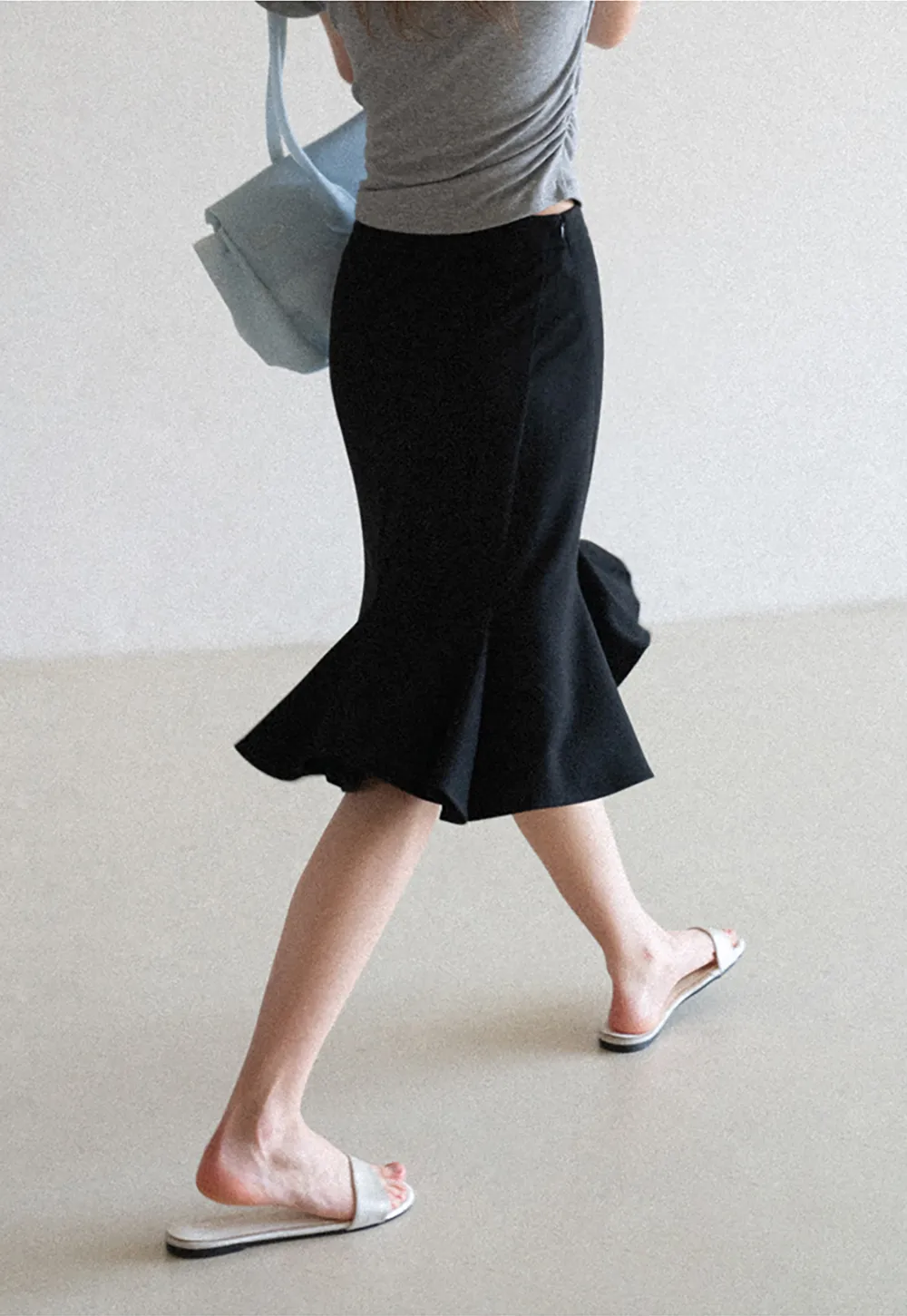 Flared Hem Midi Skirt