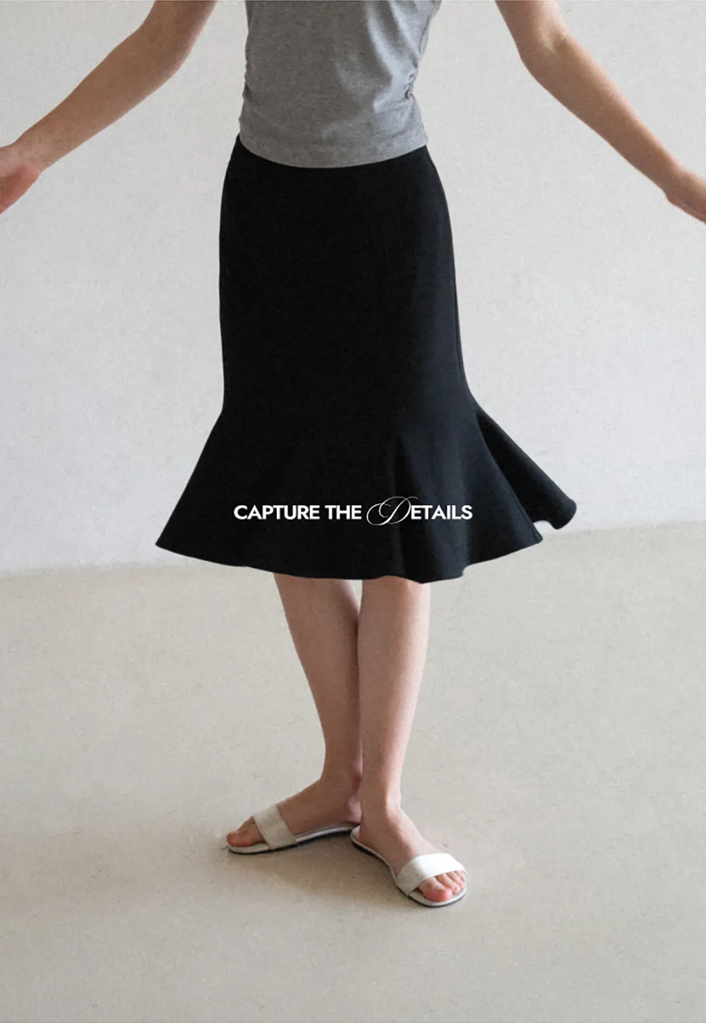 Flared Hem Midi Skirt