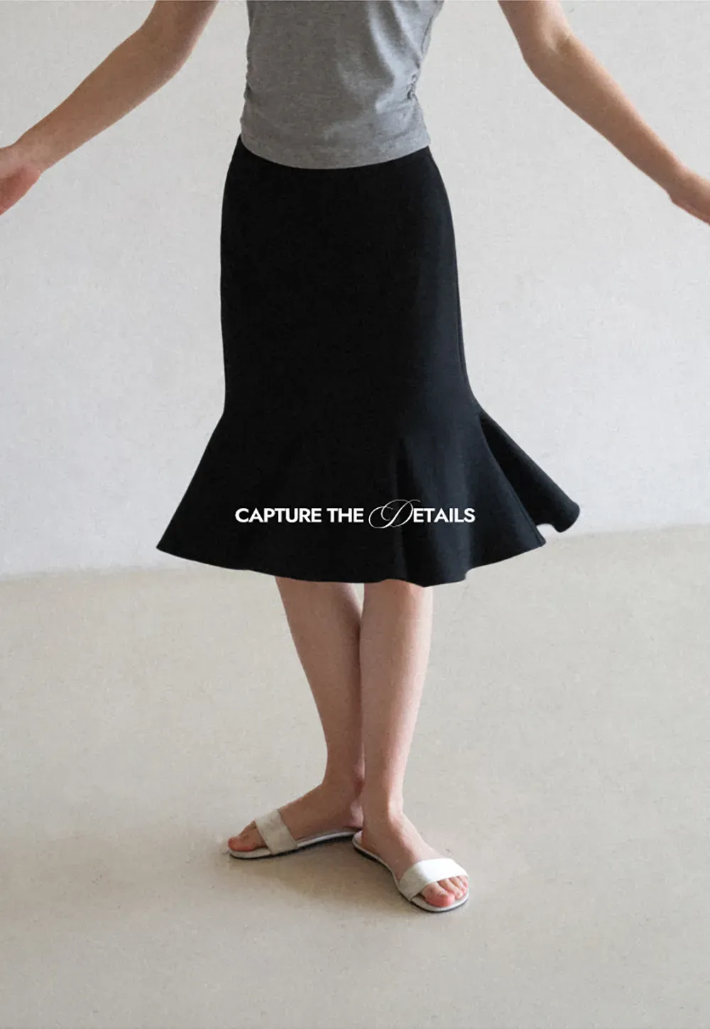 Flared Hem Midi Skirt