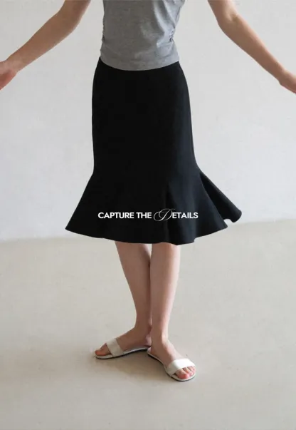 Flared Hem Midi Skirt