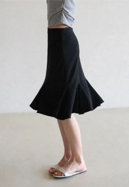 Flared Hem Midi Skirt