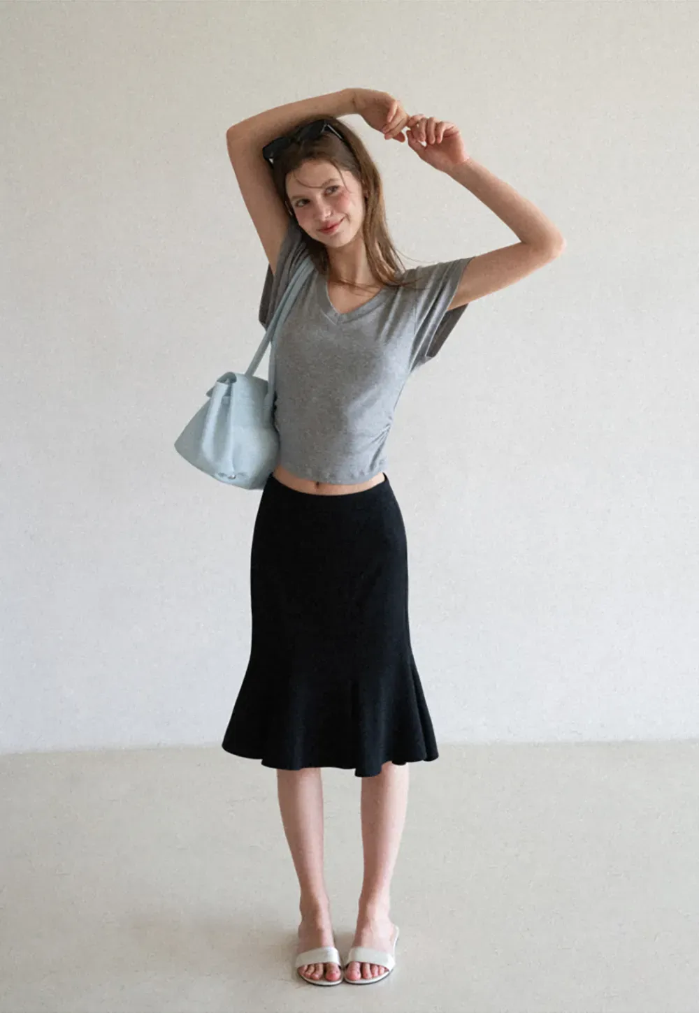 Flared Hem Midi Skirt