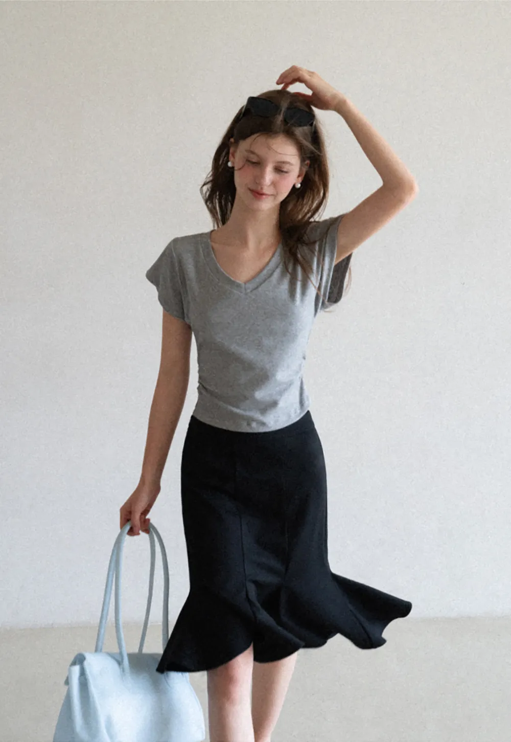 Flared Hem Midi Skirt