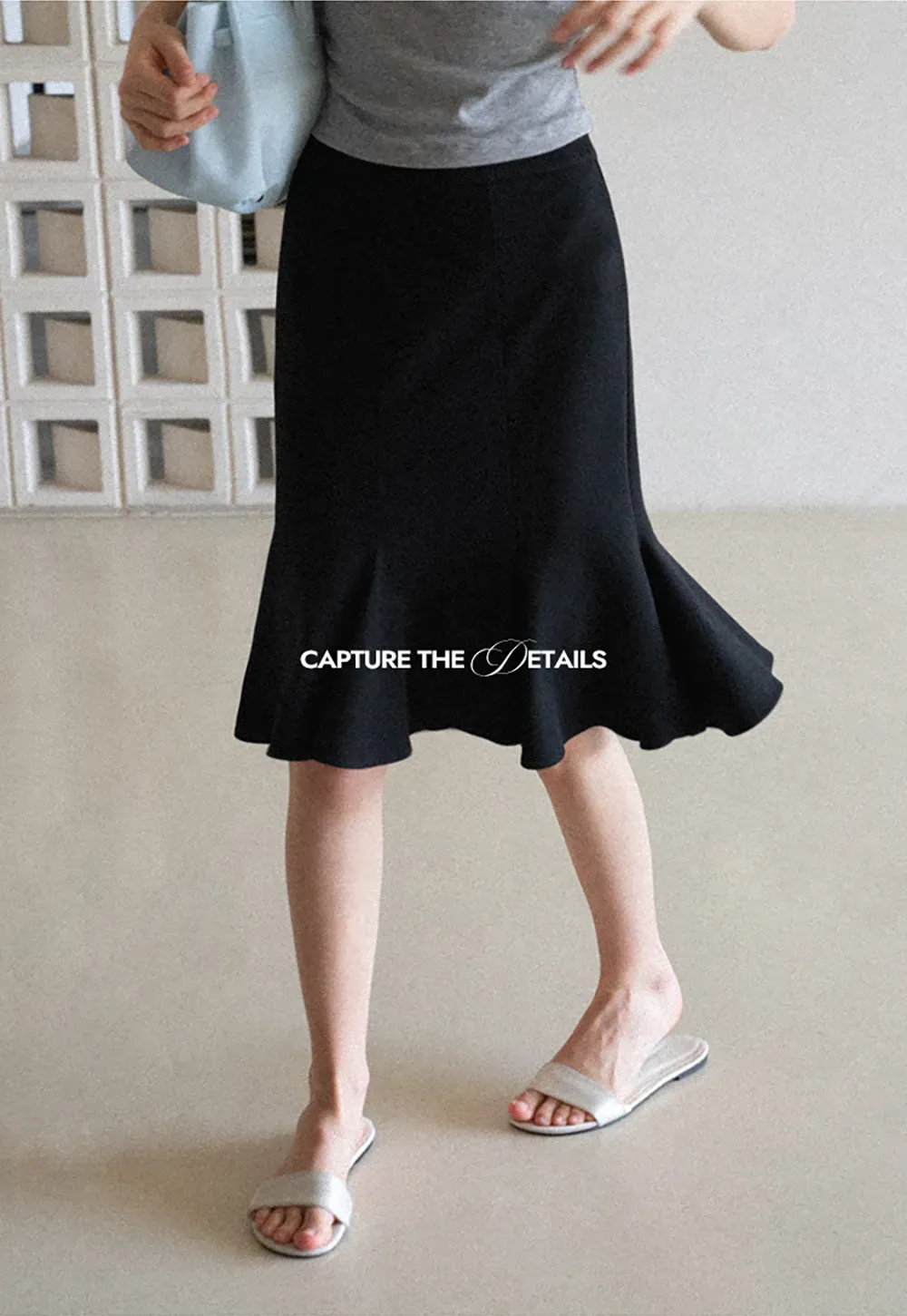 Flared Hem Midi Skirt