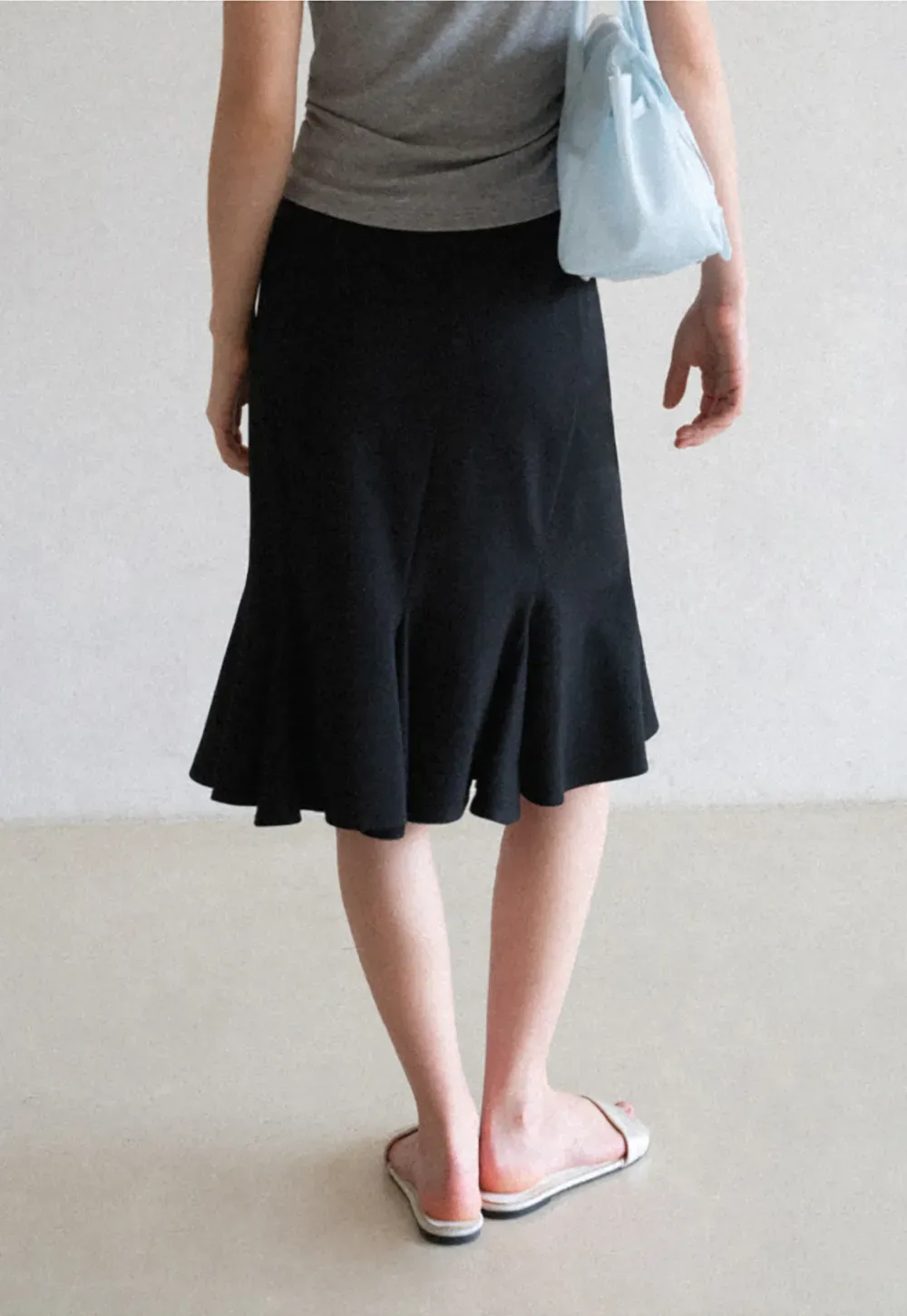 Flared Hem Midi Skirt