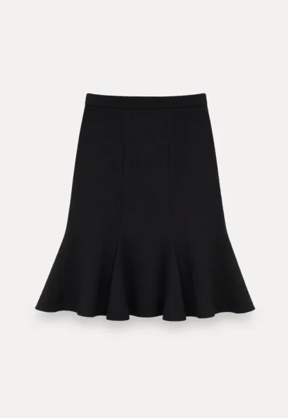 Flared Hem Midi Skirt