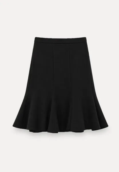 Flared Hem Midi Skirt