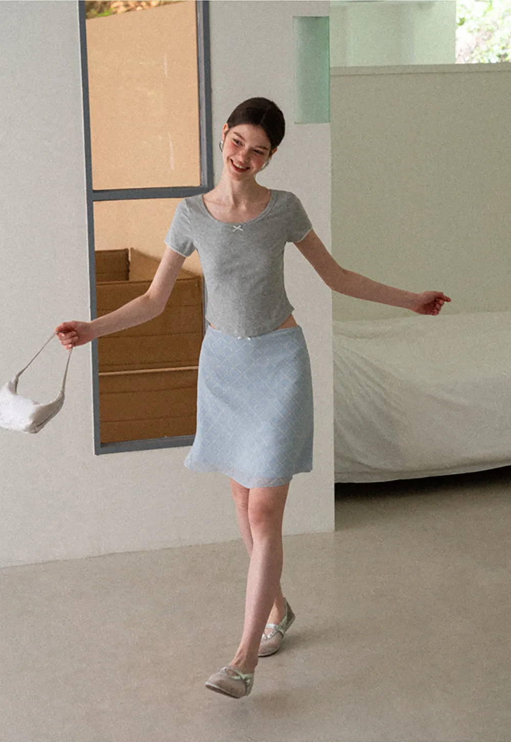 Diamond Patterned A Line Skirt