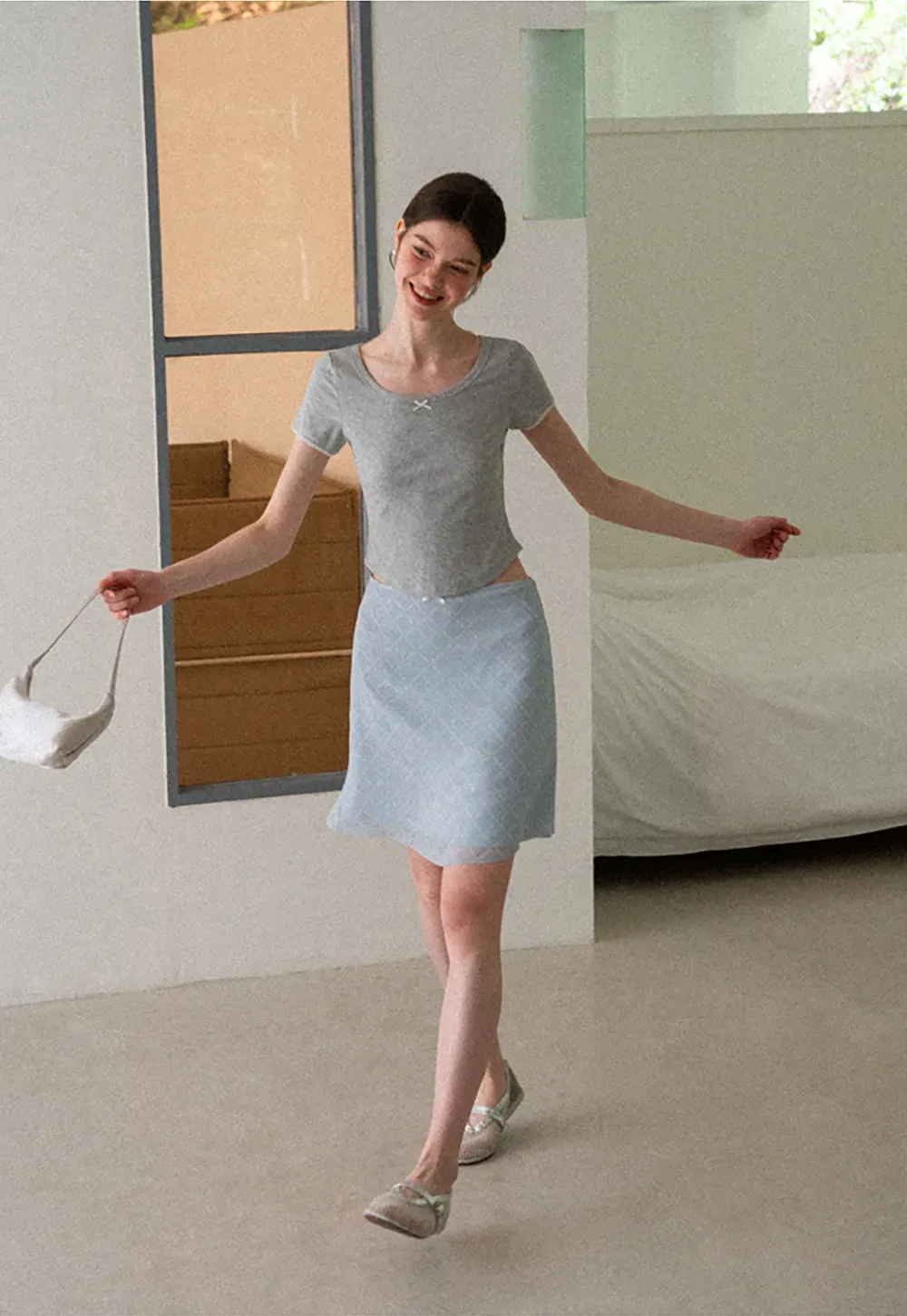 Diamond Patterned A Line Skirt