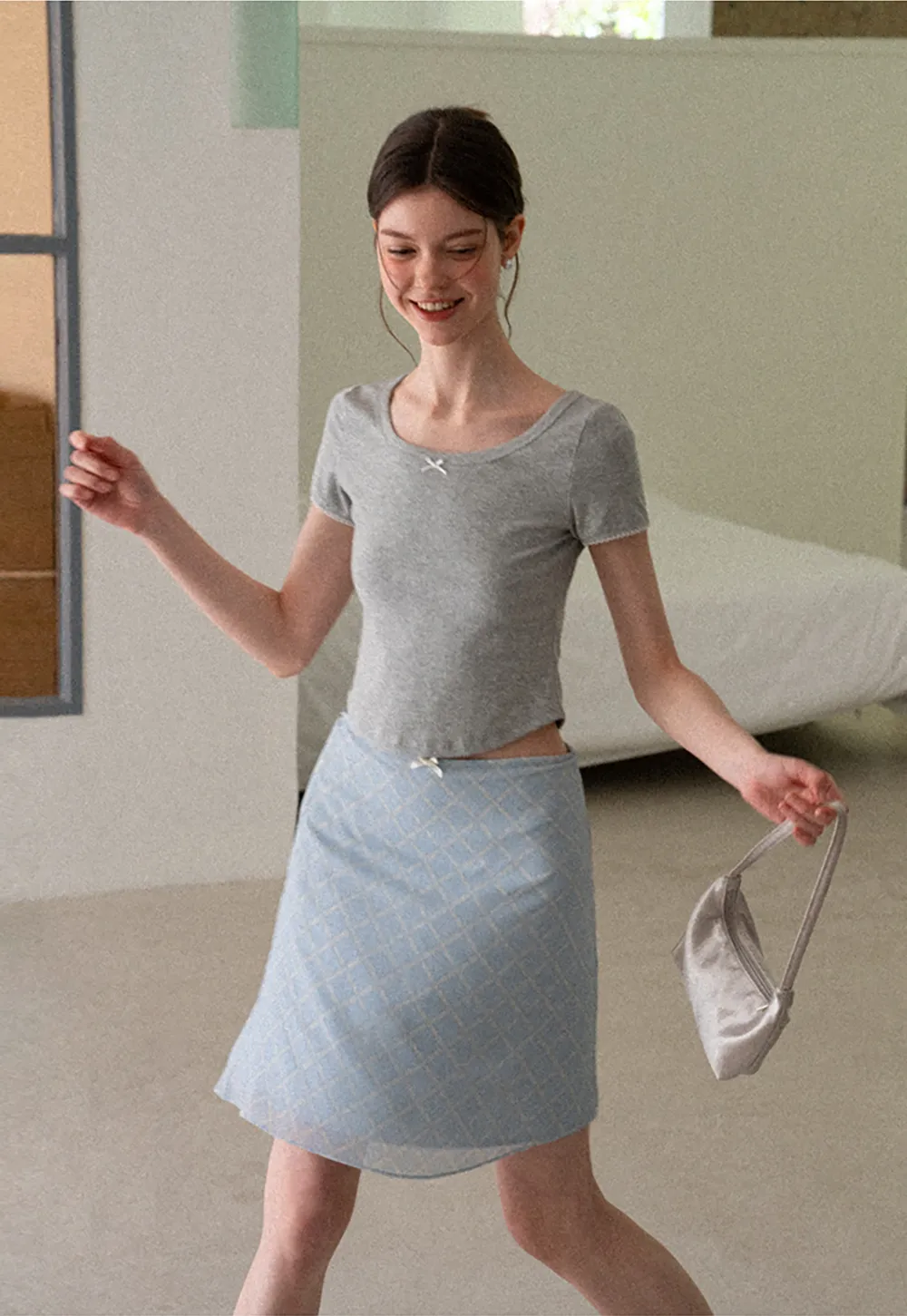 Diamond Patterned A Line Skirt