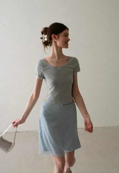 Diamond Patterned A Line Skirt