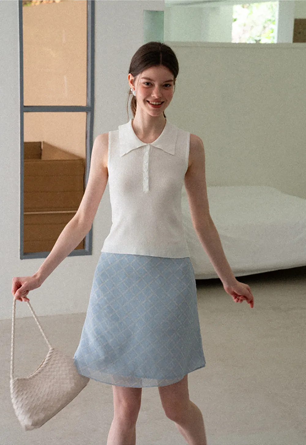 Diamond Patterned A Line Skirt