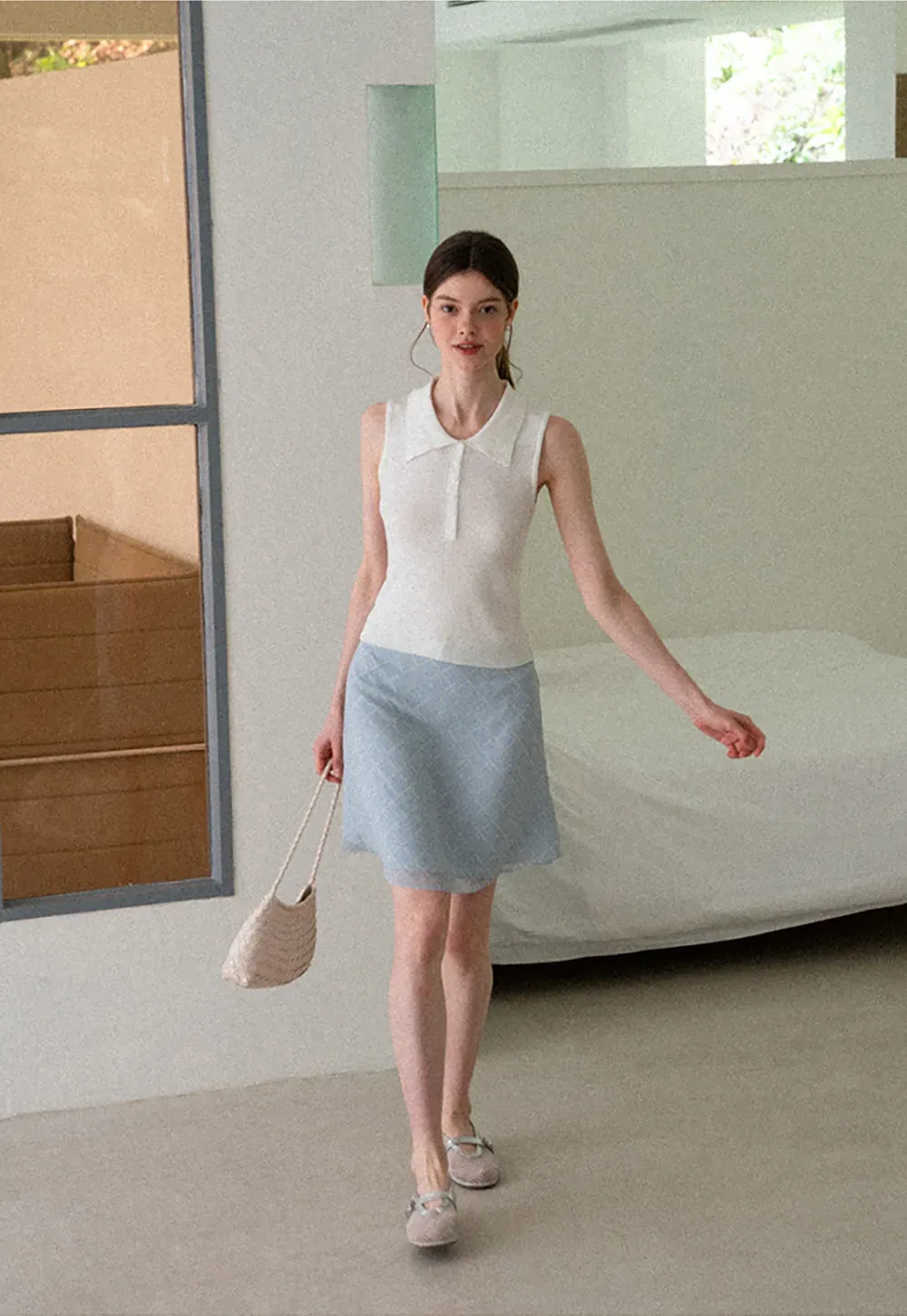 Diamond Patterned A Line Skirt