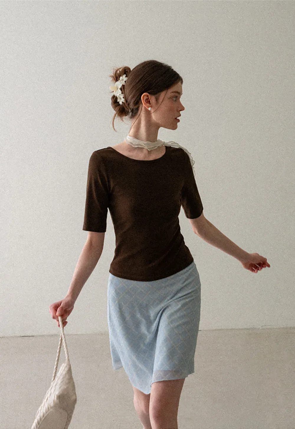 Diamond Patterned A Line Skirt