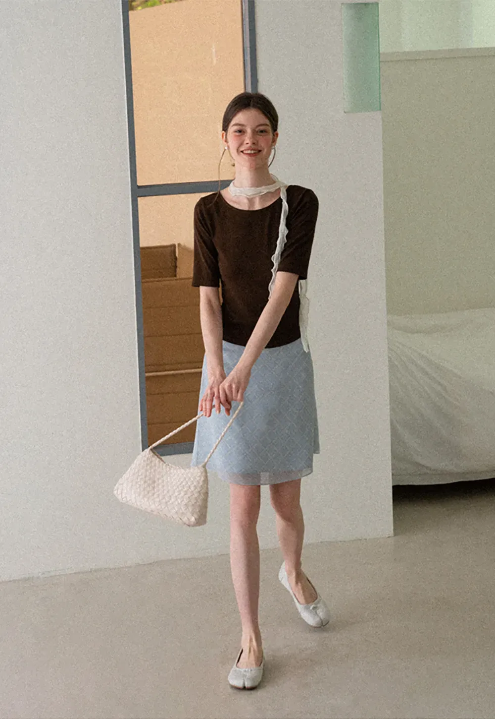 Diamond Patterned A Line Skirt