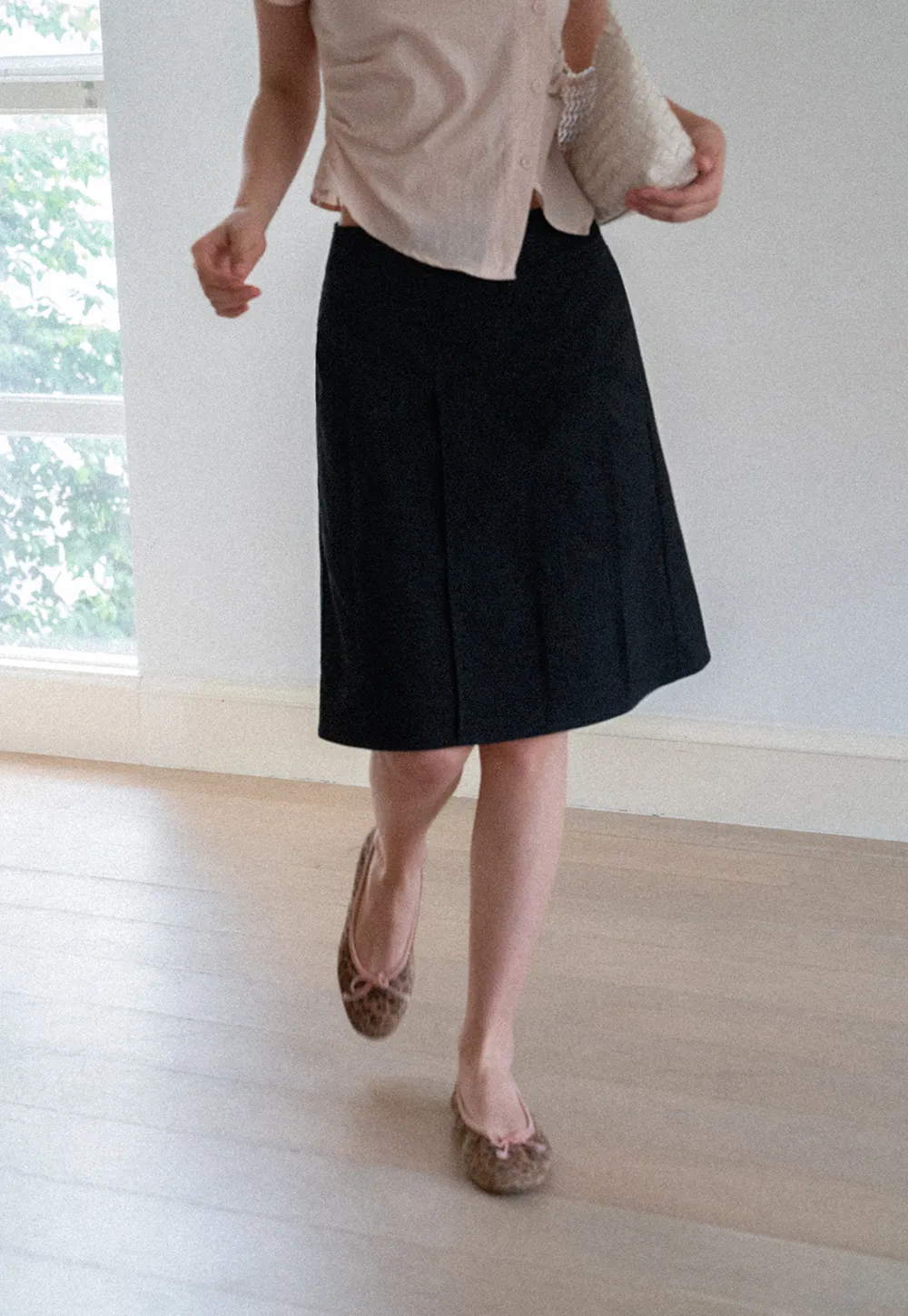 Pleated A-Line Skirt