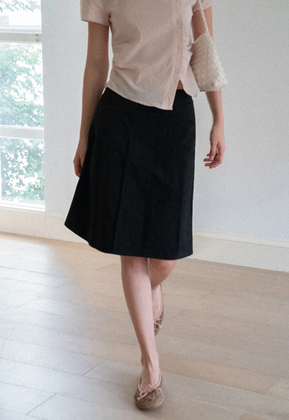 Pleated A-Line Skirt