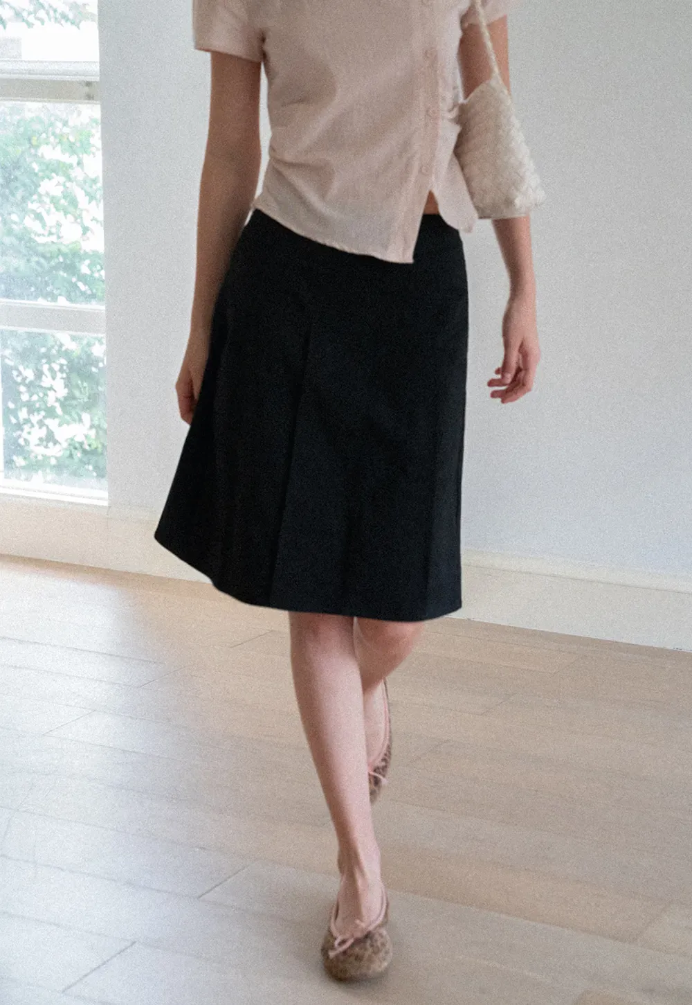 Pleated A-Line Skirt