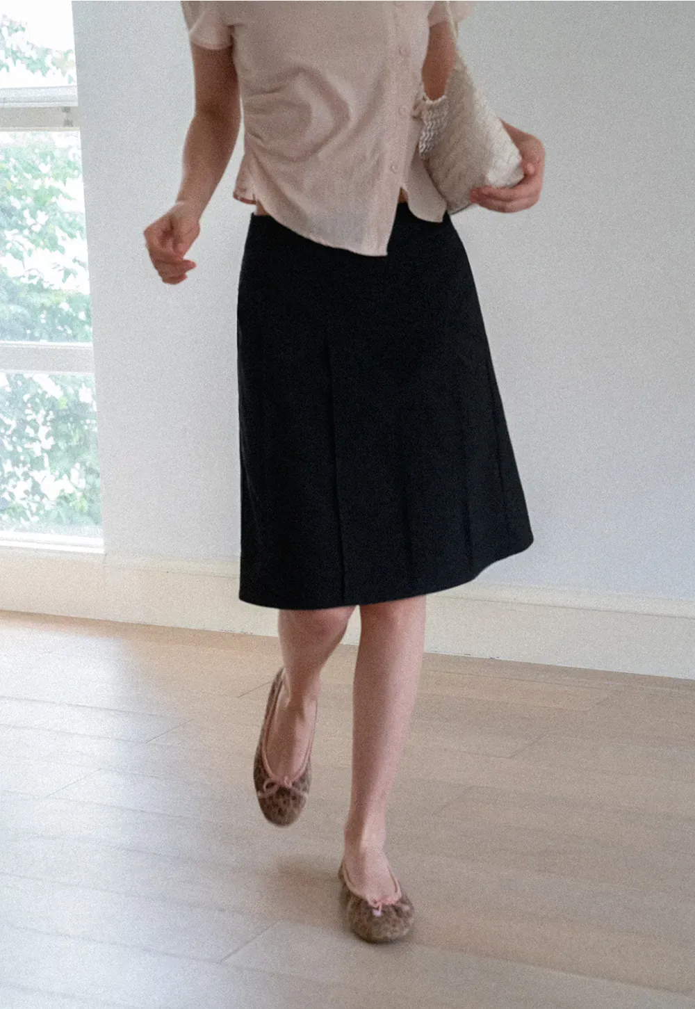 Pleated A-Line Skirt