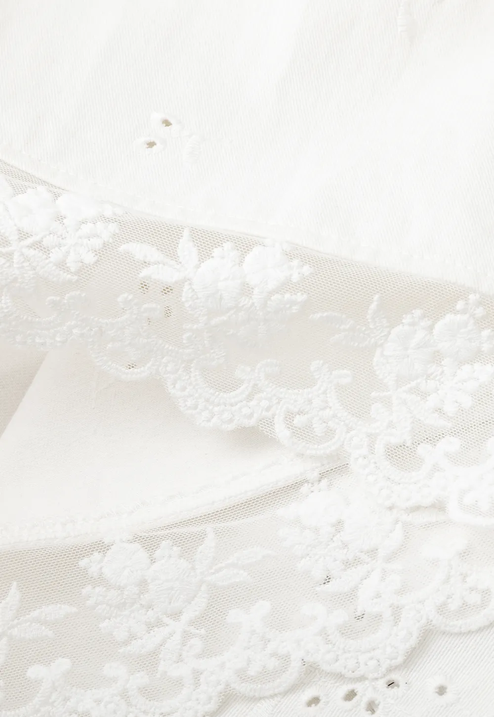 Eyelet Embroidery Lace Trim Skirt