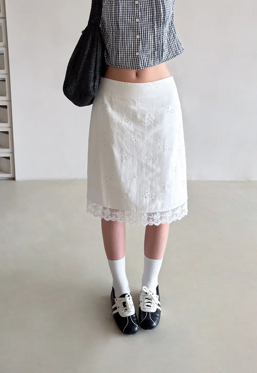Eyelet Embroidery Lace Trim Skirt