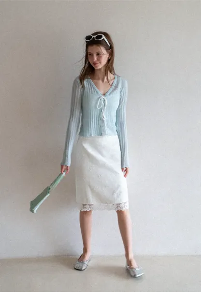 Eyelet Embroidery Lace Trim Skirt