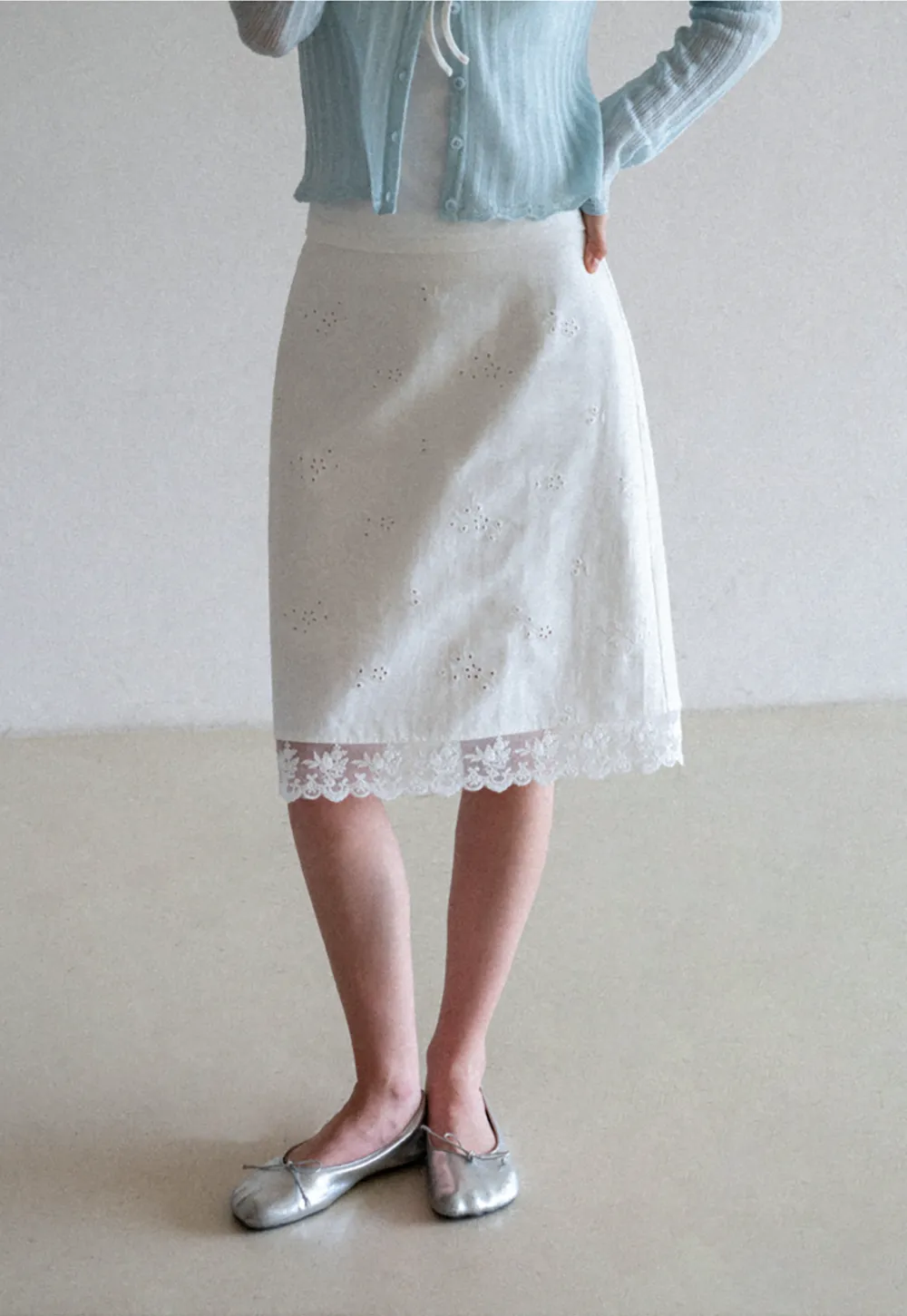 Eyelet Embroidery Lace Trim Skirt