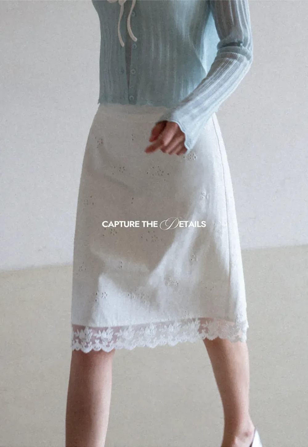 Eyelet Embroidery Lace Trim Skirt