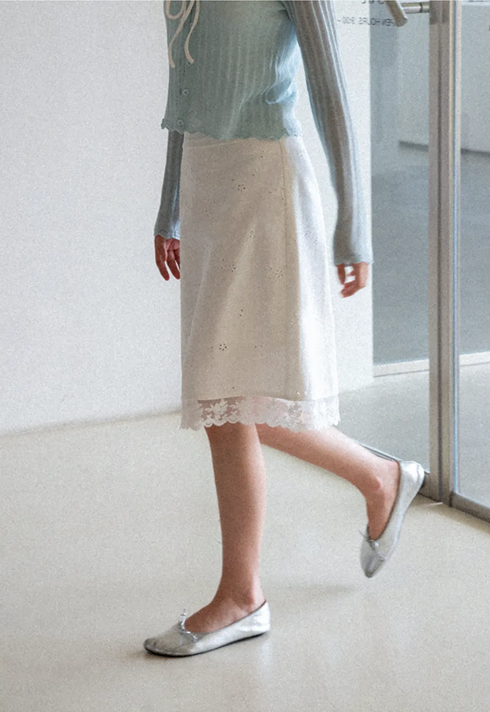 Eyelet Embroidery Lace Trim Skirt