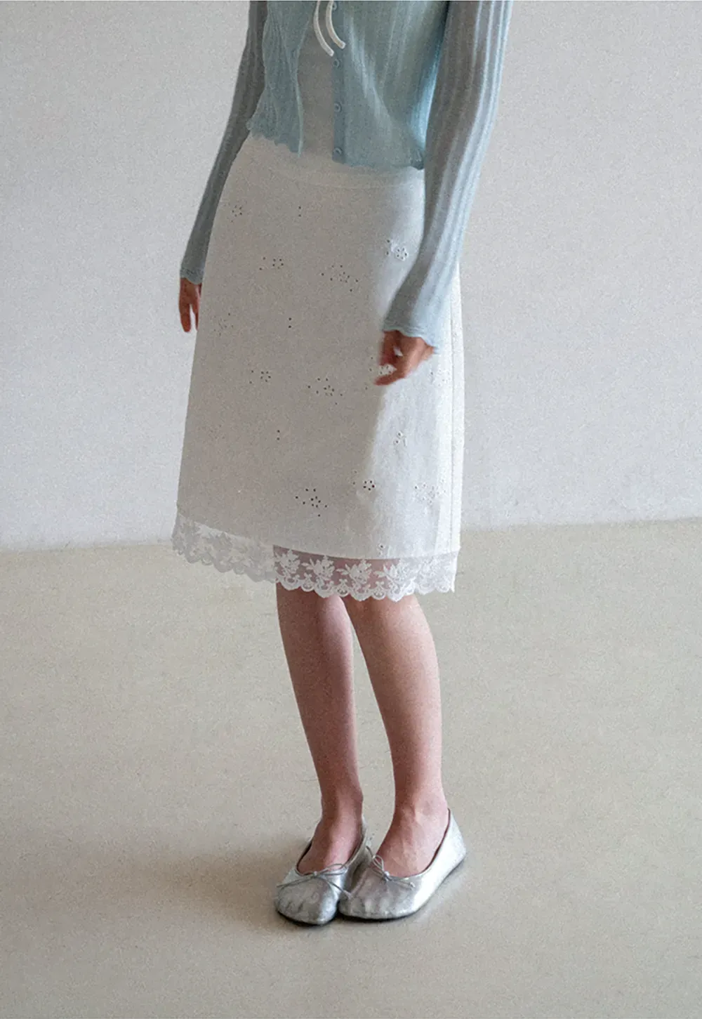 Eyelet Embroidery Lace Trim Skirt