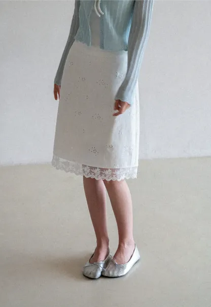 Eyelet Embroidery Lace Trim Skirt