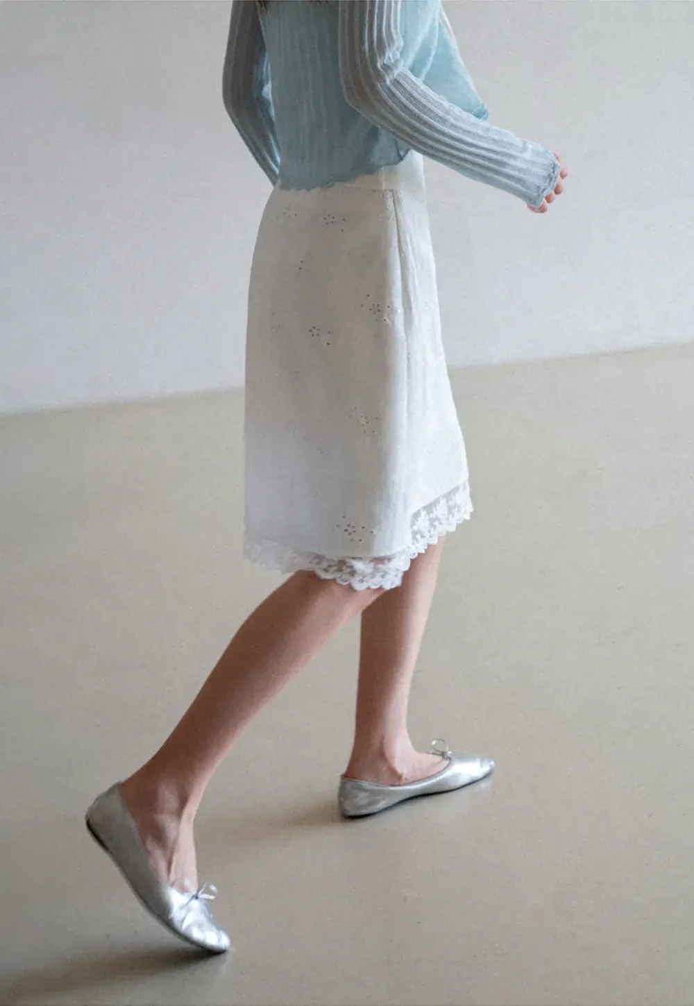 Eyelet Embroidery Lace Trim Skirt
