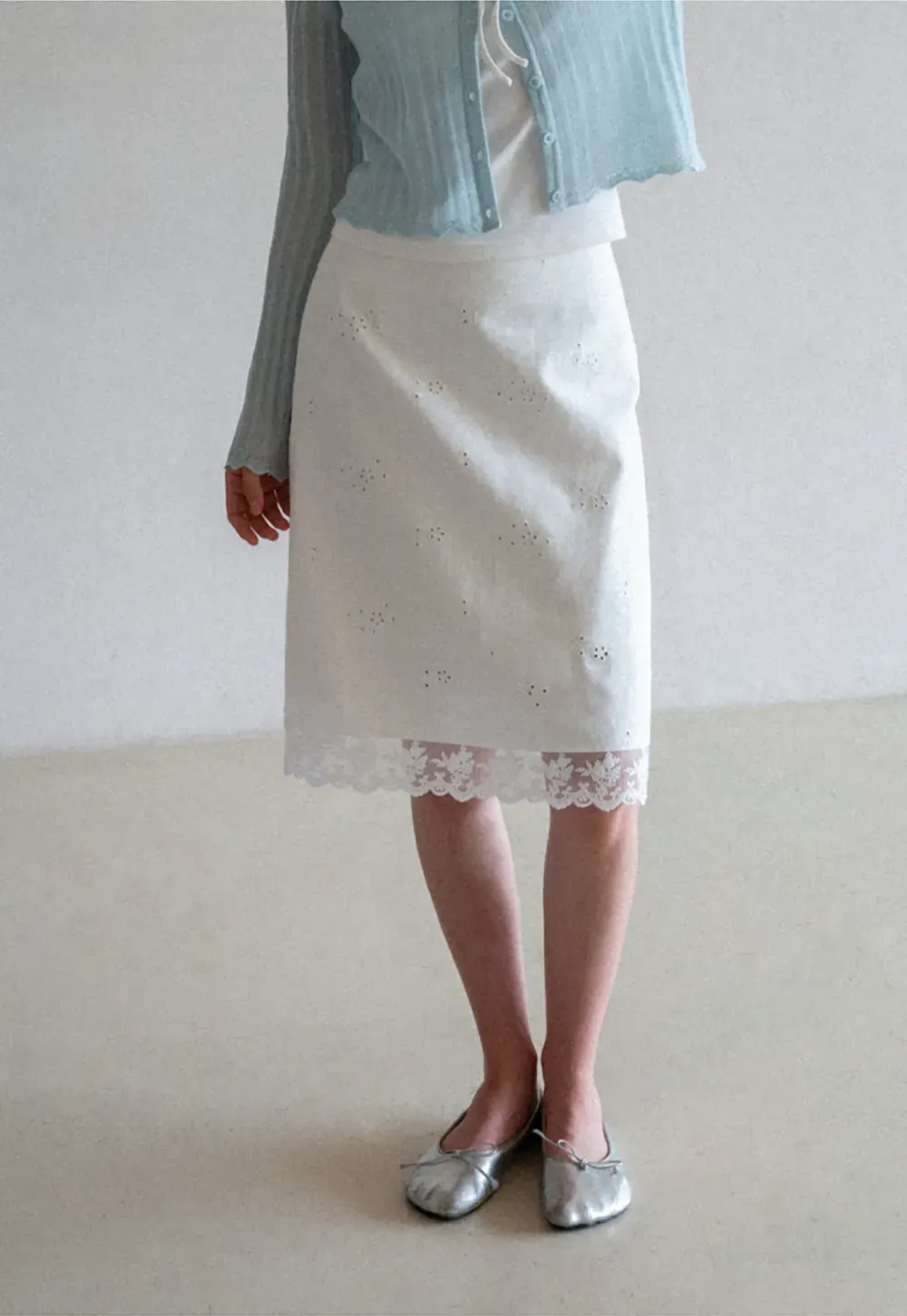 Eyelet Embroidery Lace Trim Skirt