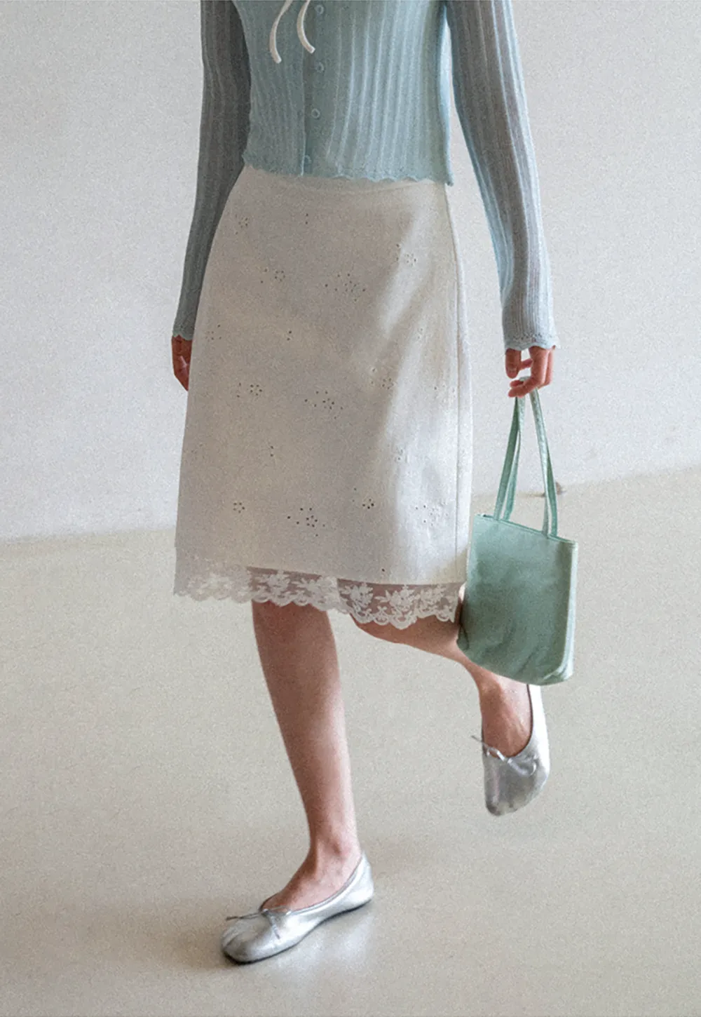 Eyelet Embroidery Lace Trim Skirt