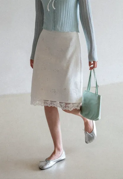 Eyelet Embroidery Lace Trim Skirt