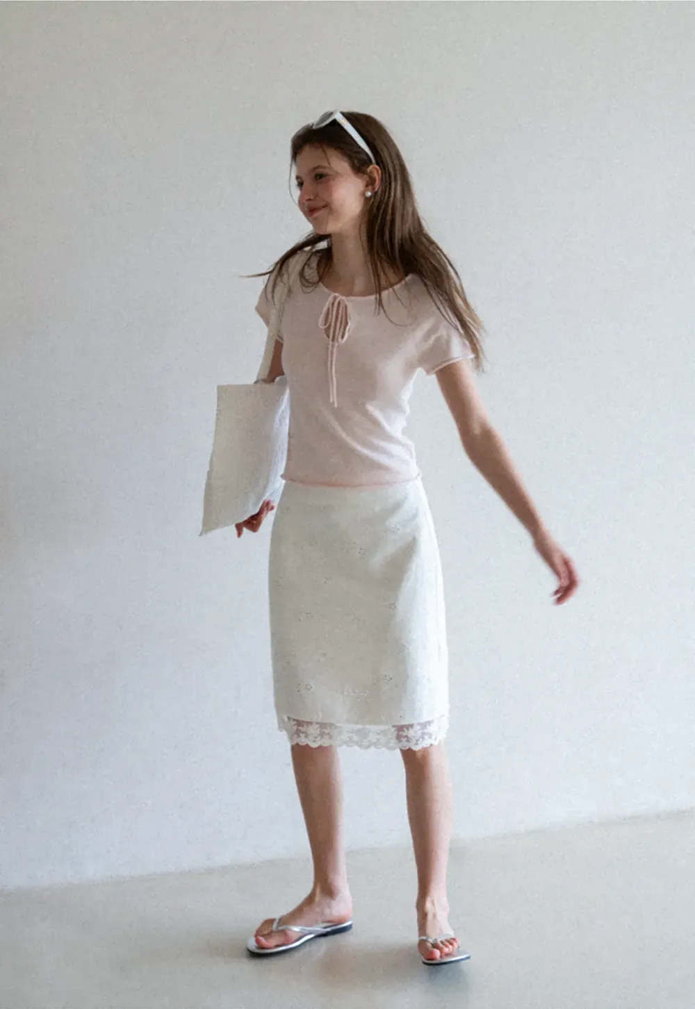 Eyelet Embroidery Lace Trim Skirt