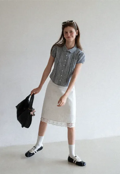Eyelet Embroidery Lace Trim Skirt