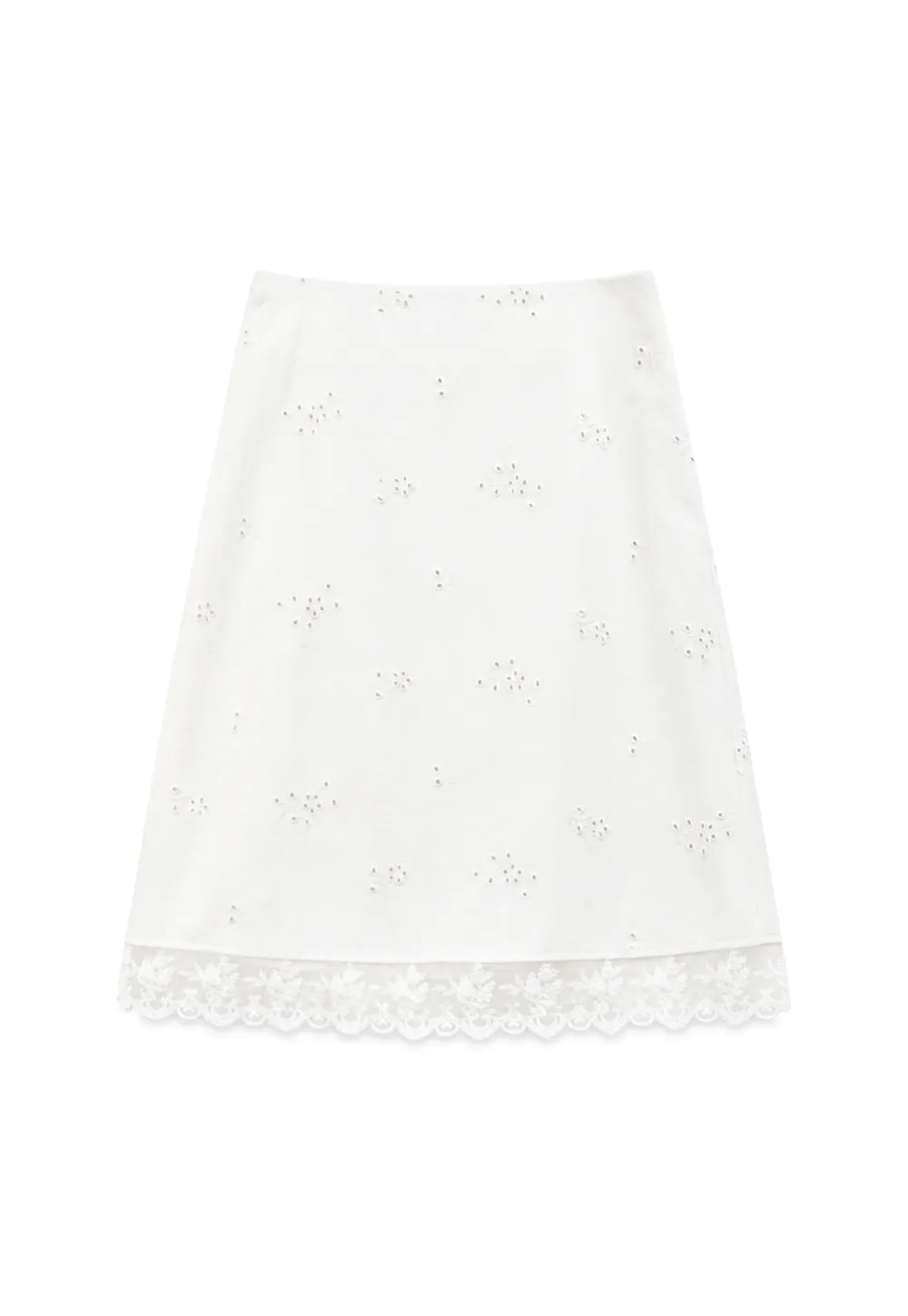 Eyelet Embroidery Lace Trim Skirt