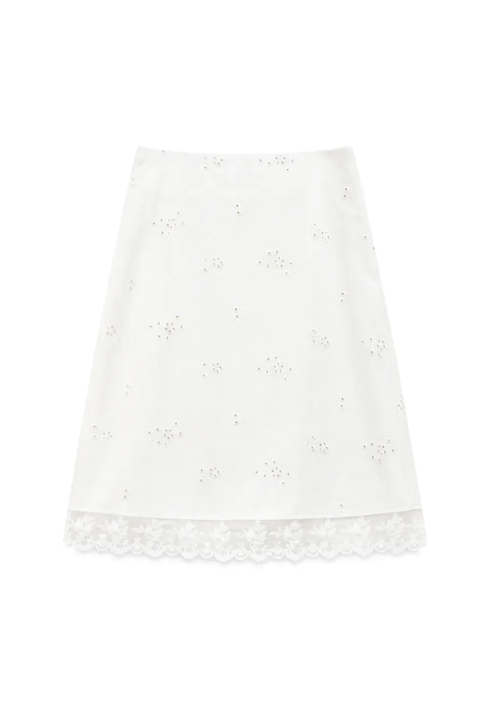 Eyelet Embroidery Lace Trim Skirt