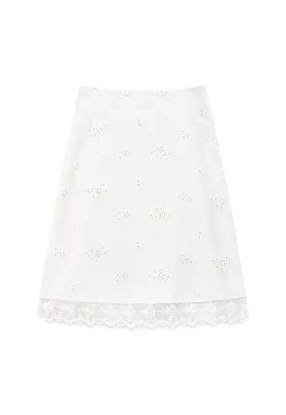Eyelet Embroidery Lace Trim Skirt