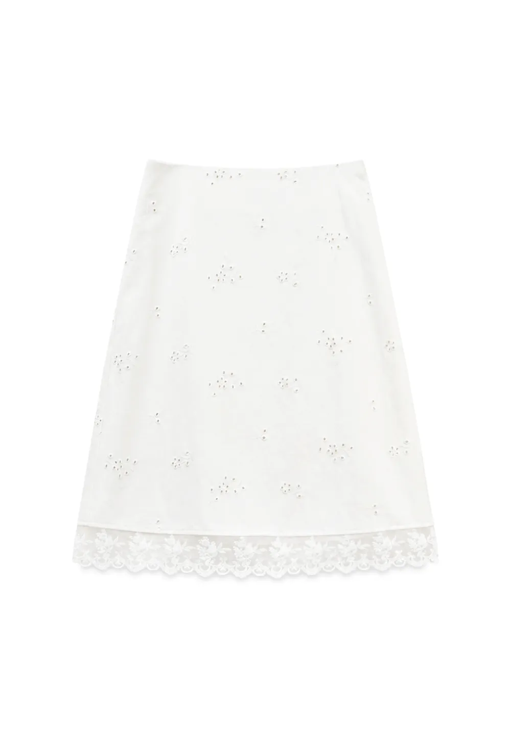 Eyelet Embroidery Lace Trim Skirt