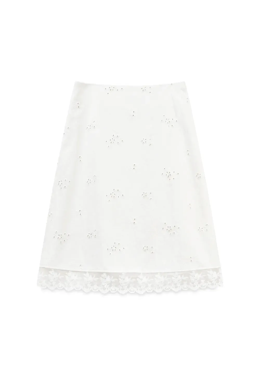 Eyelet Embroidery Lace Trim Skirt