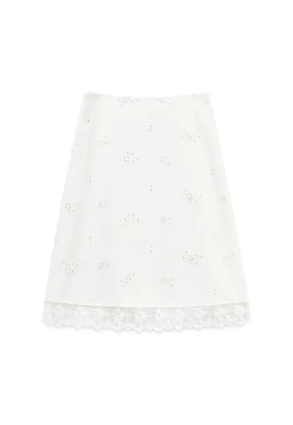 Eyelet Embroidery Lace Trim Skirt
